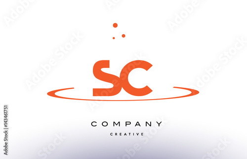 SC S C creative orange swoosh alphabet letter logo icon