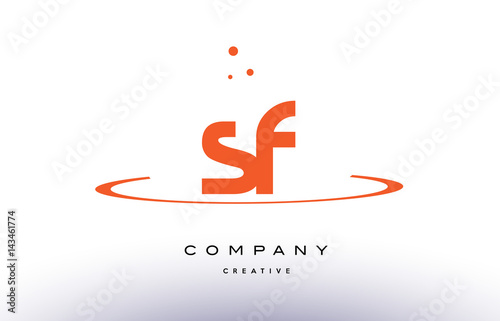 SF S F creative orange swoosh alphabet letter logo icon
