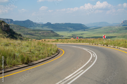 Mountain Landscape with Highway in Golden Gate Highlands National Park in South Africa’s Freestate