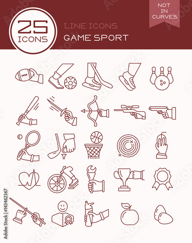 Line icons game sport