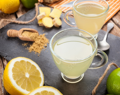 Drink with ginger and lemon.