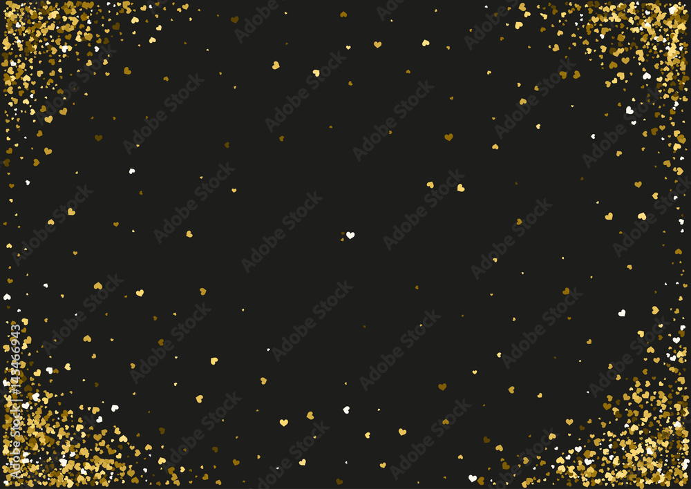 Abstract background with flying heart shaped confetti.