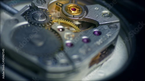 Wallpaper Mural Watch Mechanism / Clockwork / Time Keeping. Oscillating movement of an old mechanical wind up wristwatches. Macro close-up shot. Torontodigital.ca