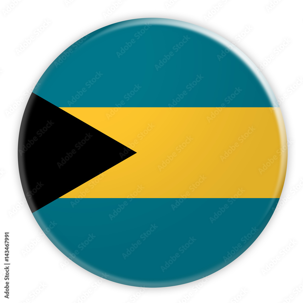 Bahamas Flag Button, News Concept Badge, 3d illustration on white background
