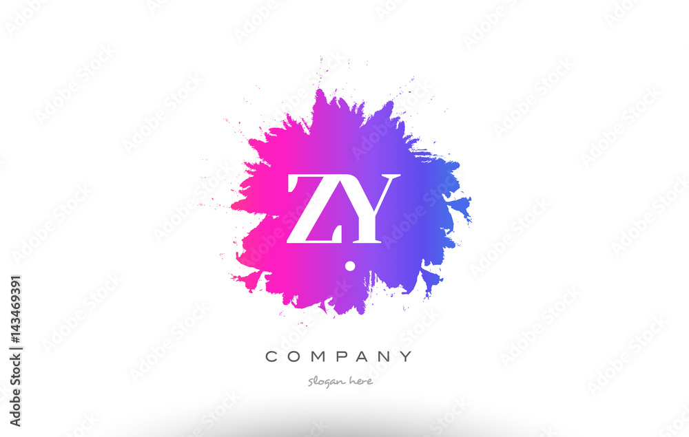 ZY Z Y purple magenta splash alphabet letter logo icon design ZY Z Y purple magenta splash alphabet letter logo icon design