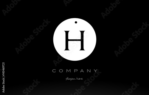 H simple black white circle alphabet letter logo vector icon template