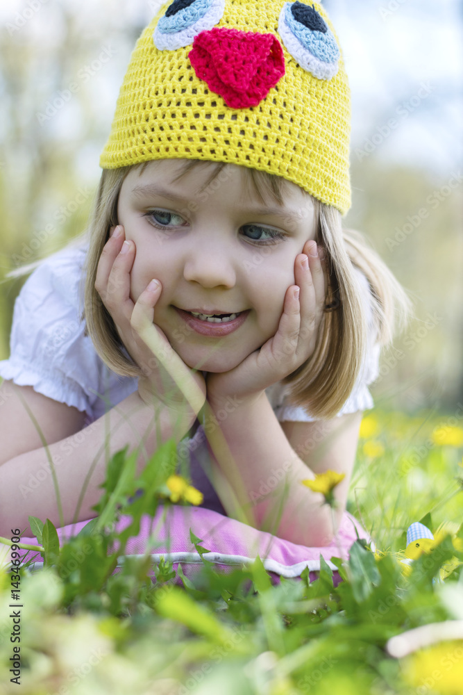 The little girl with dandelions The little girl with dandelions