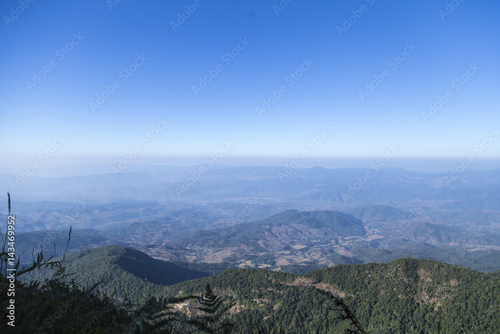 view from top of the highest moutain in Thailand