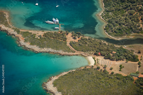 Aerial view of Sedir Cleopatra Island Gokova Turkey