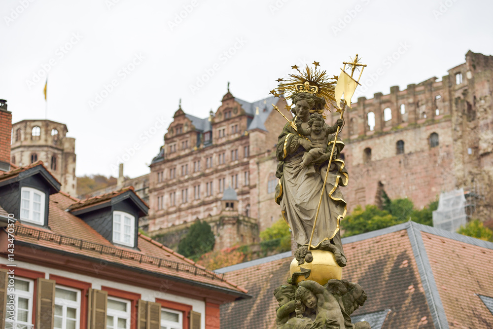 Pomnik Matki Bożej w Heidelberg - obrazy, fototapety, plakaty 