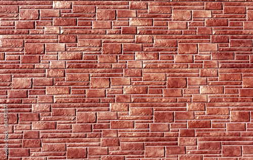 Red color brick stylized wall texture.