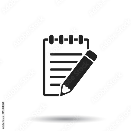 Document with pencil pictogram icon. Simple flat illustration for business, marketing internet concept on white background. Trendy modern vector symbol for web site design or mobile app