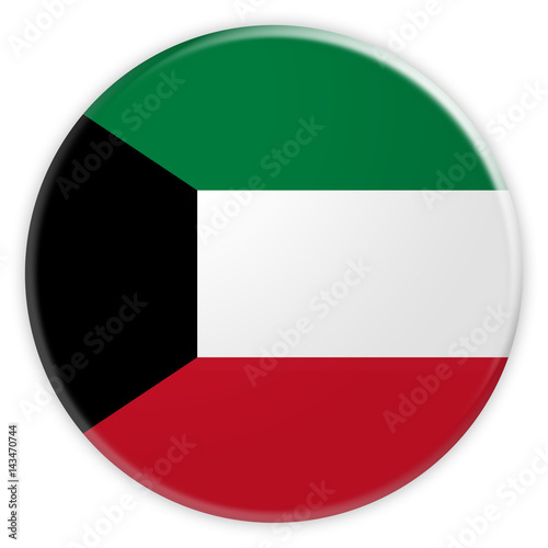 Free Download Kuwait Flag Button, News Concept Badge, 3d illustration on white background - GFXLoad