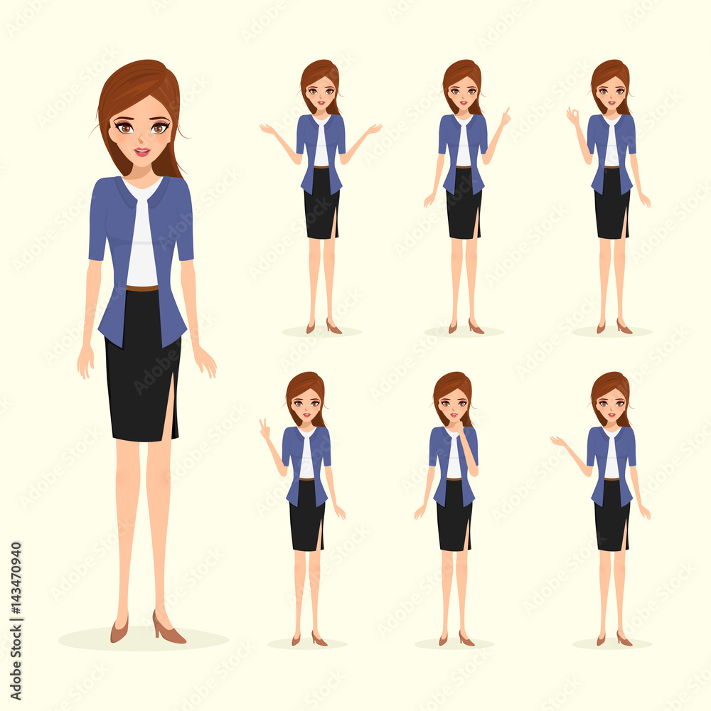 set of business woman character in job. avatar people realistic vector design. set of business woman character in job. avatar people realistic vector design.