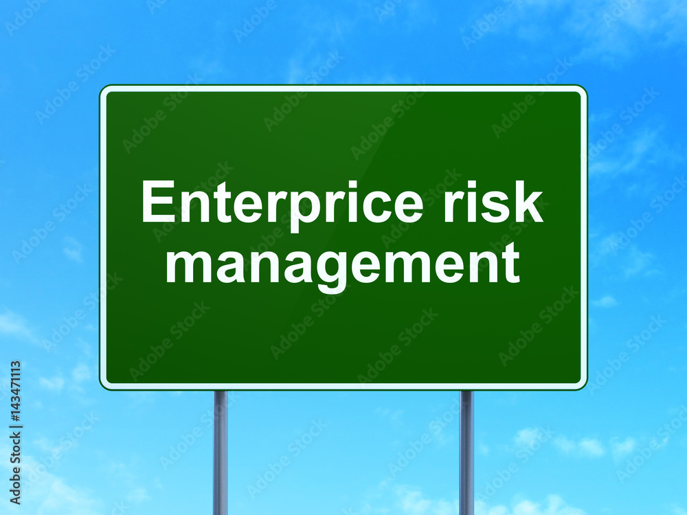 Business concept: Enterprice Risk Management on road sign background
