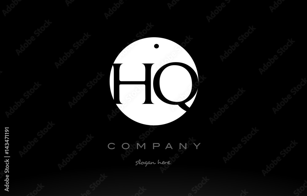 HQ H Q simple black white circle alphabet letter logo vector icon template HQ H Q simple black white circle alphabet letter logo vector icon template