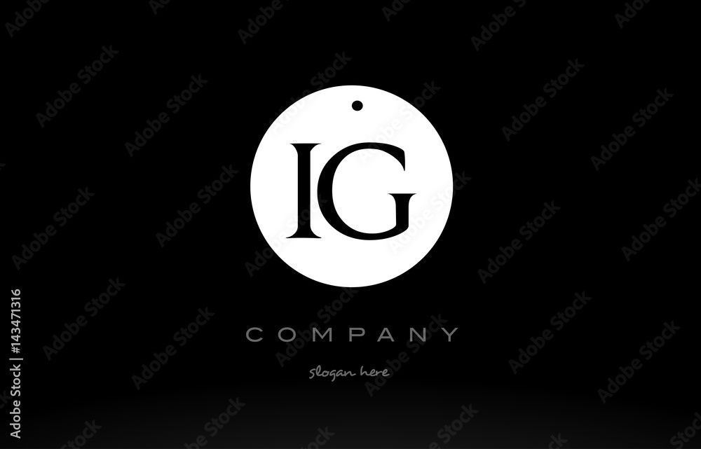 IG I Q simple black white circle alphabet letter logo vector icon template IG I Q simple black white circle alphabet letter logo vector icon template