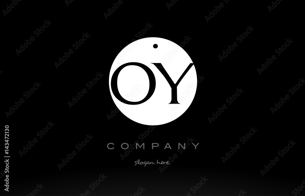OY O Y simple black white circle alphabet letter logo vector icon template