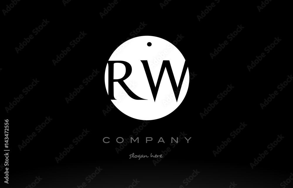 RW R W simple black white circle alphabet letter logo vector icon template RW R W simple black white circle alphabet letter logo vector icon template