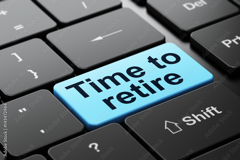 Fototapeta premium Timeline concept: Time To Retire on computer keyboard background