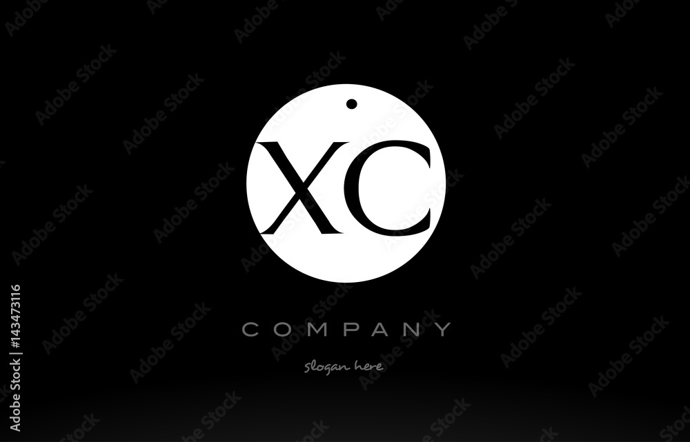 XC X C simple black white circle alphabet letter logo vector icon template