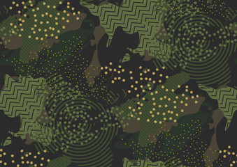 Fototapete Militärmuster Nahtloses Camouflage Muster in Grüntönen  © Olga_Rom
