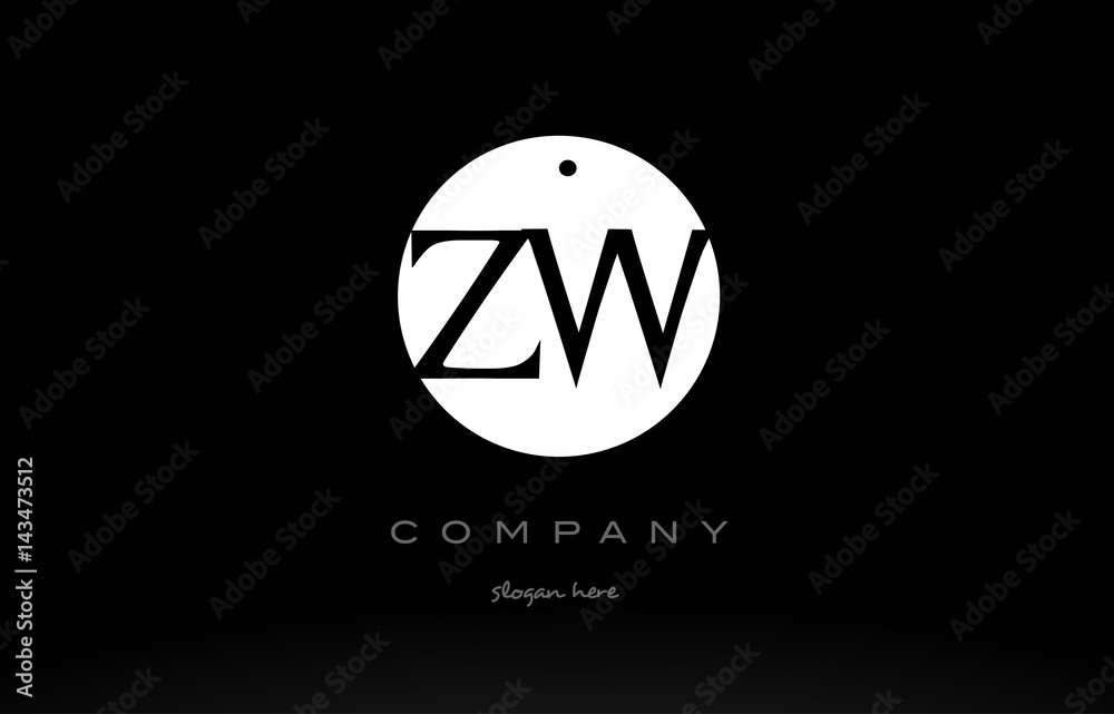 ZW Z W simple black white circle alphabet letter logo vector icon template ZW Z W simple black white circle alphabet letter logo vector icon template