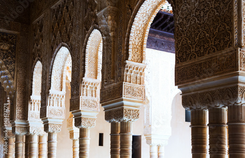 Arches and columns of Court of the Lions  at Alhambra