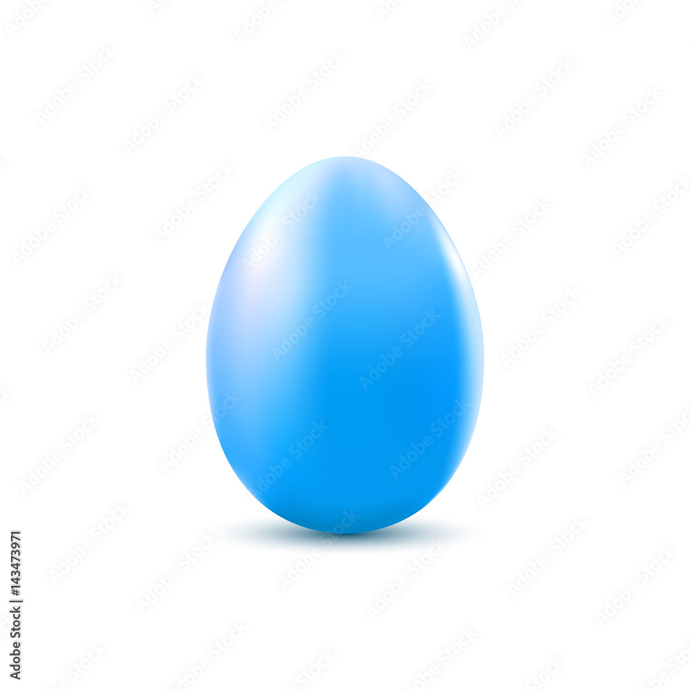 Blue egg isolated on white background. Easter object template. Vector illustration.