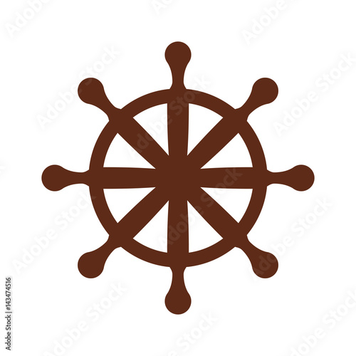 Wooden rudder wheel icon vector illustration graphic design