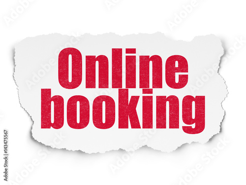 Tourism concept: Online Booking on Torn Paper background