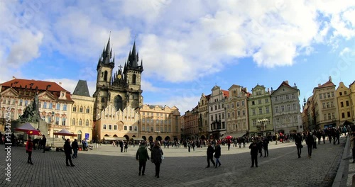 Timelapse Astronomical Clock Tower on Old Town Square at Prague