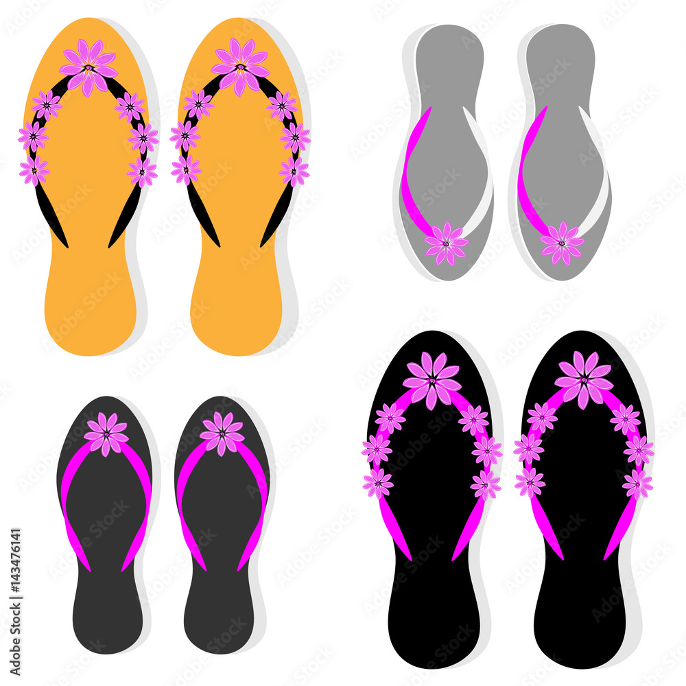 Beach sandals on white background