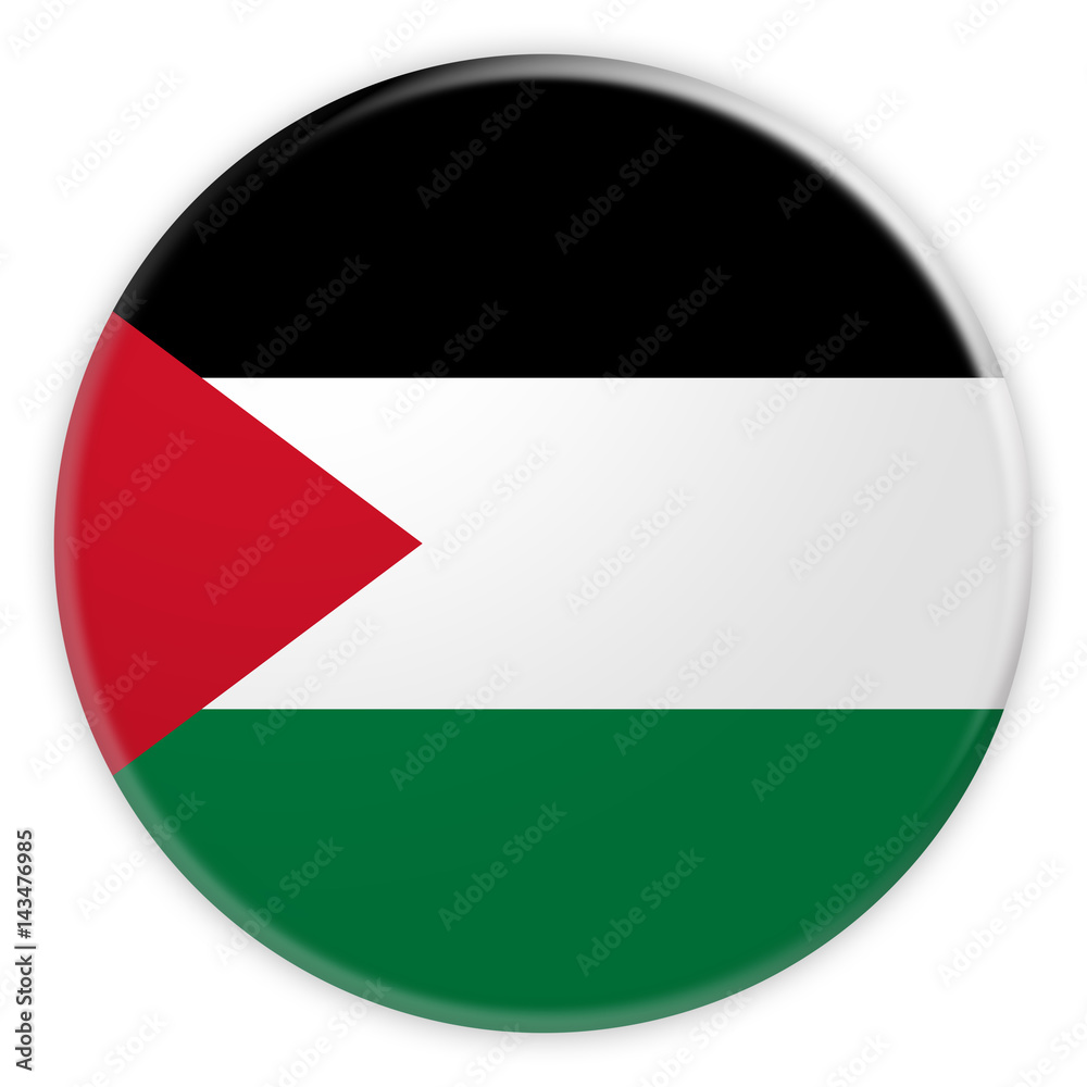 Palestine Flag Button, News Concept Badge, 3d illustration on white background Palestine Flag Button, News Concept Badge, 3d illustration on white background