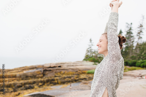 Young woman stretching