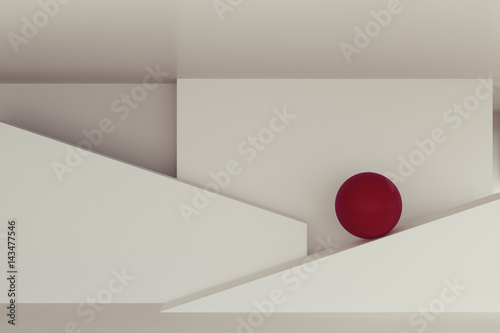 3d rendering of abstract ball on wall