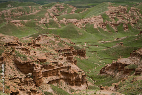 Scenic view of red sandstone rocks of Narman Valley Erzurum Turkey photo