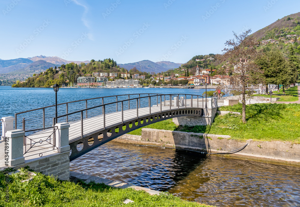 View of Laveno Mombello, is the tourism capital of the eastern shore of Lake Maggiore in province of Varese, Italy View of Laveno Mombello, is the tourism capital of the eastern shore of Lake Maggiore in province of Varese, Italy