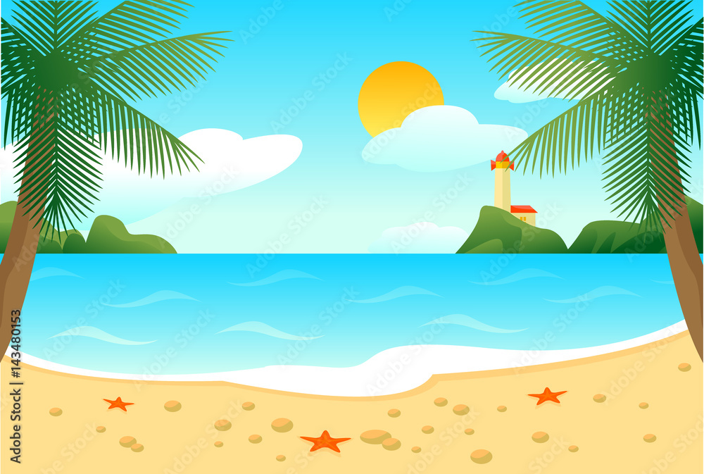 Obraz premium Tropical Beach Landscape Template
