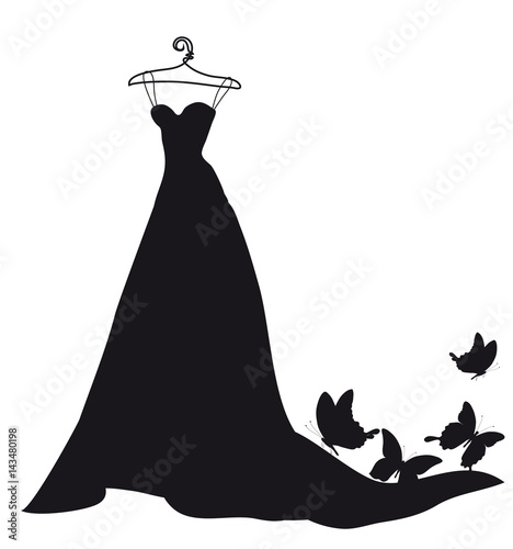 wedding dress design, black and white