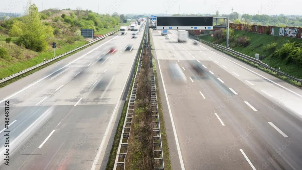 Time lapse of commuter traffic on German highway A3 - view from above Time lapse of commuter traffic on German highway A3 - view from above