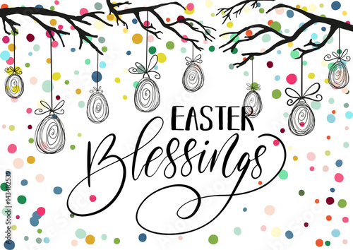 Easter frame with easter eggs hand drawn black on white background.