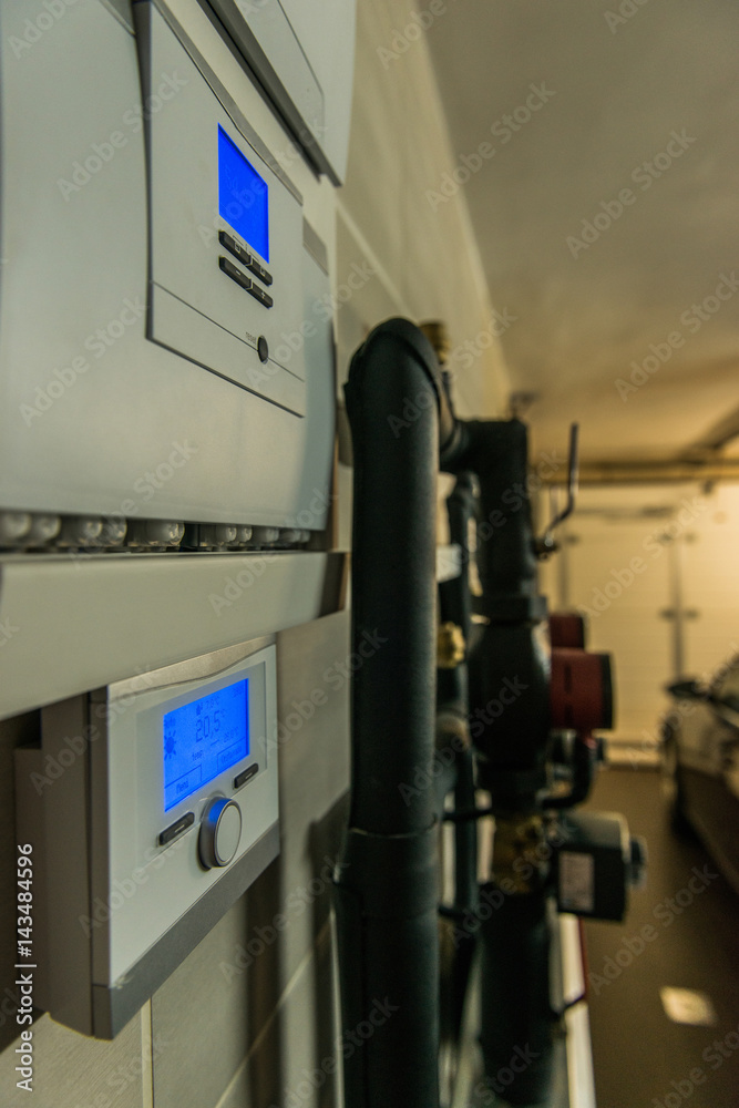 Control panel of gas boiler for hot water and heating Control panel of gas boiler for hot water and heating