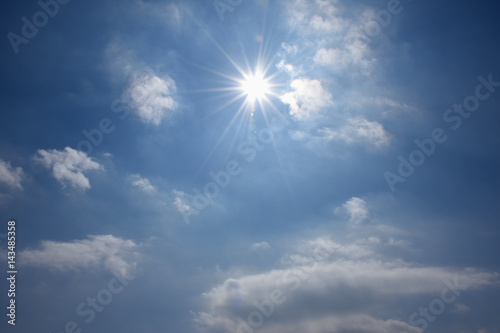 太陽と雲と青空（空想・太陽に集まるモンスターたち）