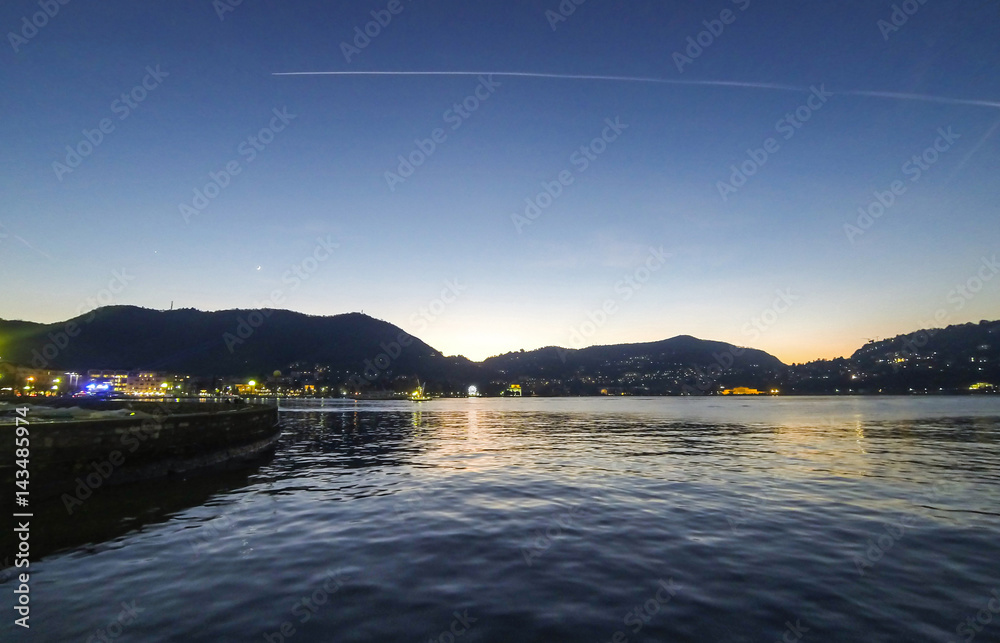 Picturesque view of Lake Como in evening, Italy