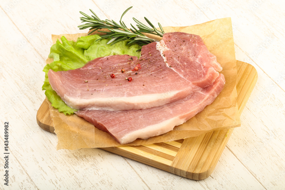 Raw pork steak