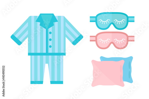 Sleep pajamas icon vector illustration bed sign symbol isolated dream bedroom bedtime pyjamas pillow blindfold