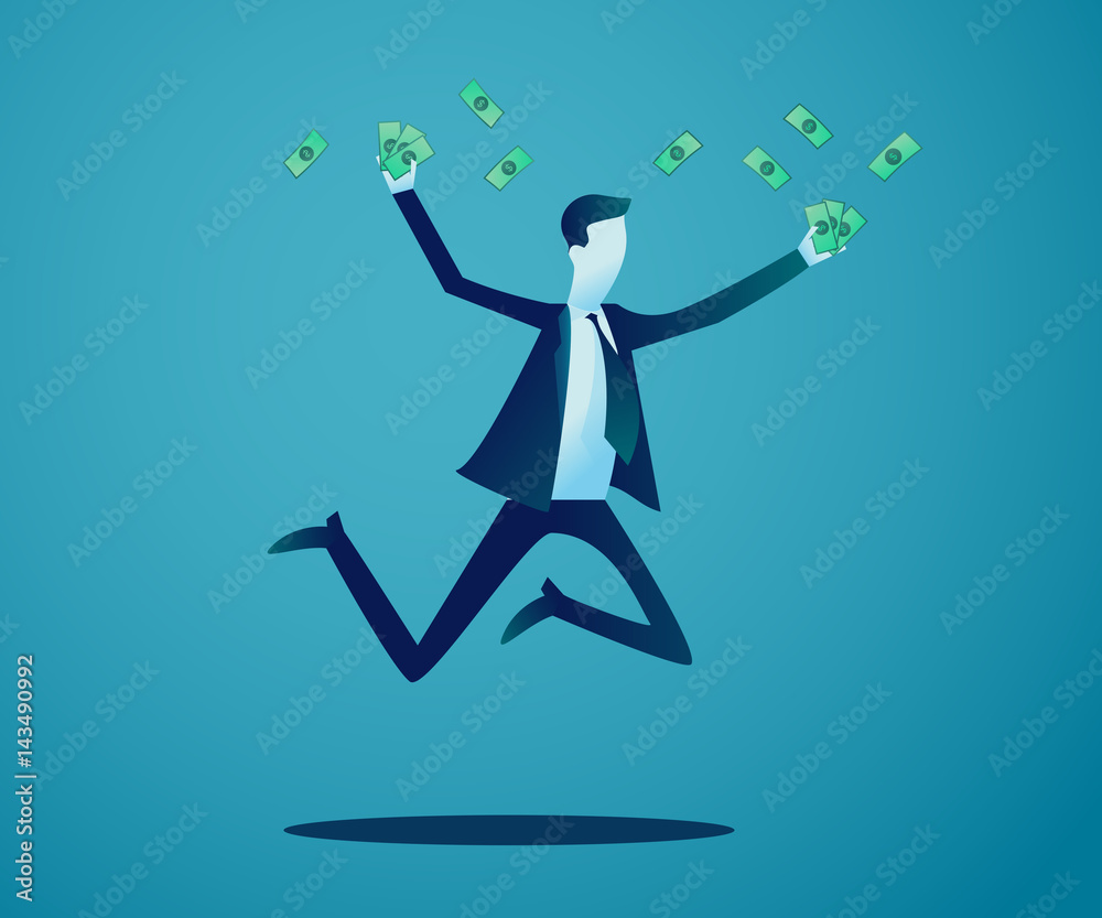 Successful businessman celebrating achievment. Vector illustration of a rich successful business man Successful businessman celebrating achievment. Vector illustration of a rich successful business man