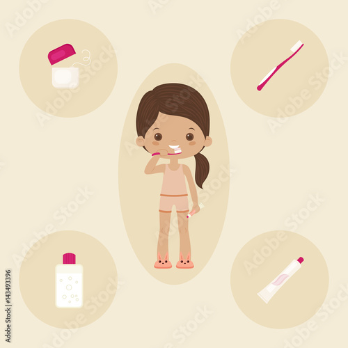 Little girl brushing teeth