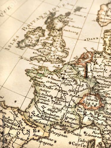 アンティークの世界地図 フランスとイギリス Stock Photo | Adobe Stock